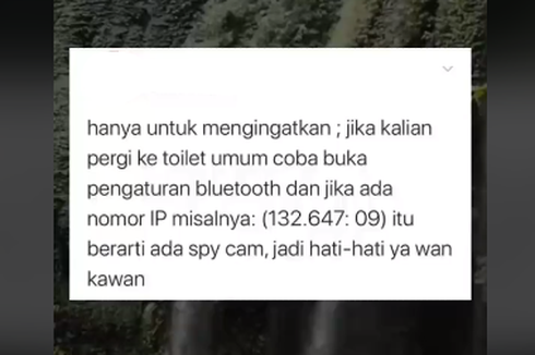 Buka Bluetooth di Toilet dan Lihat Nomor IP Disebut Tanda Ada Spycam, Benarkah?