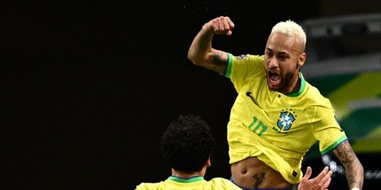 Neymar merayakan gol ke gawang Kroasia dalam laga perempat final Piala Dunia 2022 Qatar. Laga Kroasia vs Brasil berlangsung di Education City Stadium, Doha, pada Jumat (9/12/2022) dini hari WIB. Terkini, Neymar dilaporkan mengadakan sebuah pesta selepas Brasil tersingkir di Piala Dunia 2022.