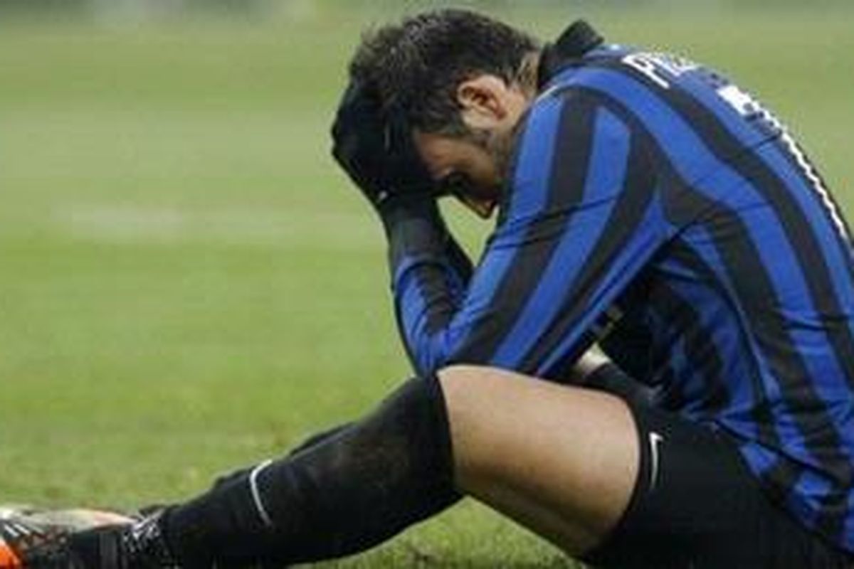 Reaksi penyerang Inter Milan, Giampaolo Pazzini.