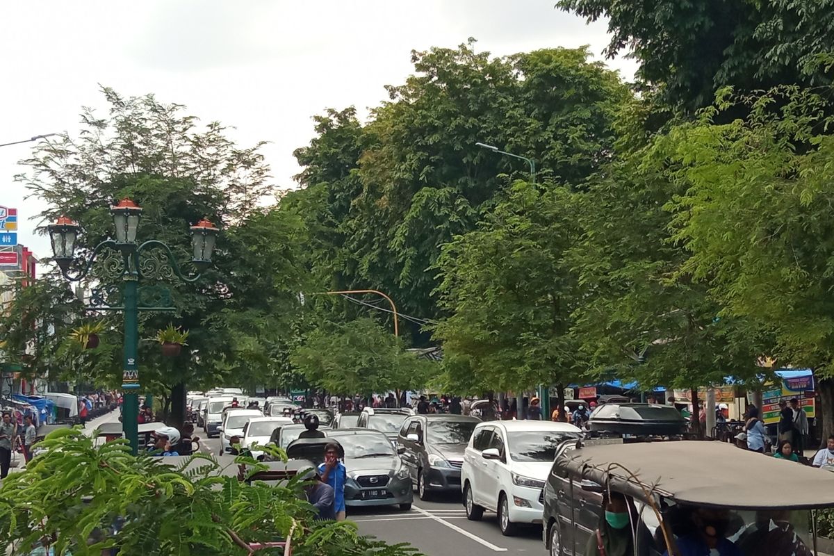 Suasana malioboro saat macet libur panjang kemarin Kamis (29/10/2020)