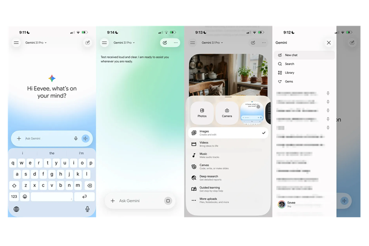 Tampilan aplikasi Gemini di iOS yang antarmukanya dirombak