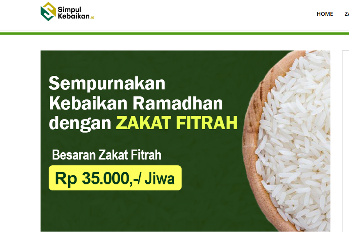 Masyarakat bisa melakukan zakat fitra melalui situs Simpul Kebaikan yang dikeluarkan oleh Baznas Bazis DKI Jakarta.