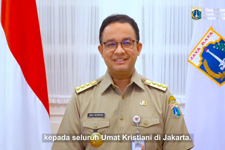Tangkapan layar video Gubernur DKI Jakarta Anies Baswedan mengucapkan selamat Natal bagi umat kristiani, Jumat (25/12/2020)