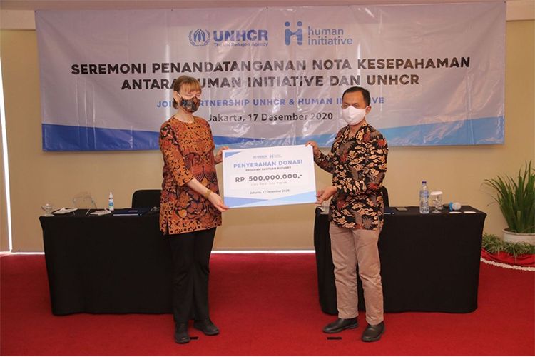 Acara penandatangan MoU dan donasi antara Human Initiative dan UNHCR 