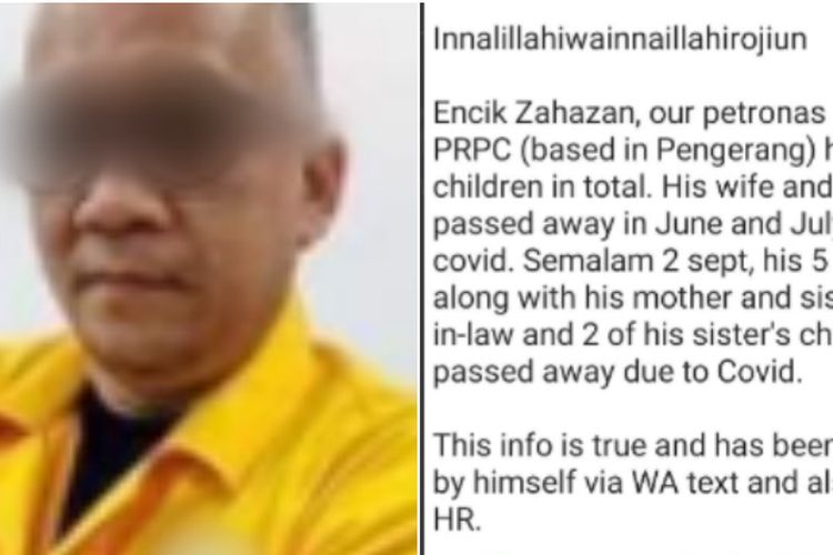 Sosok pegawai Petronas yang menipu agar dapat sumbangan, dan isi pesan palsu bahwa 14 anggota keluarganya meninggal karena Covid-19.