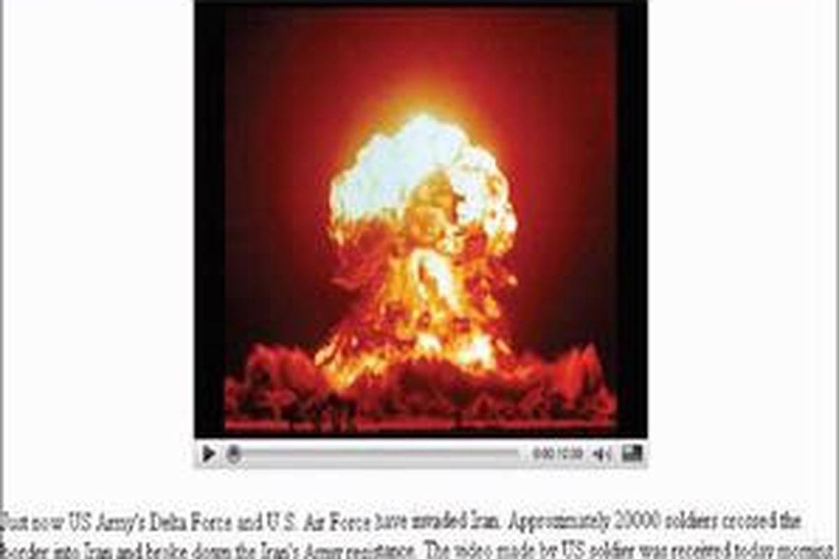 Salah satu spam tentang Perang Dunia III. Bila diklik, akan hadir trojan.