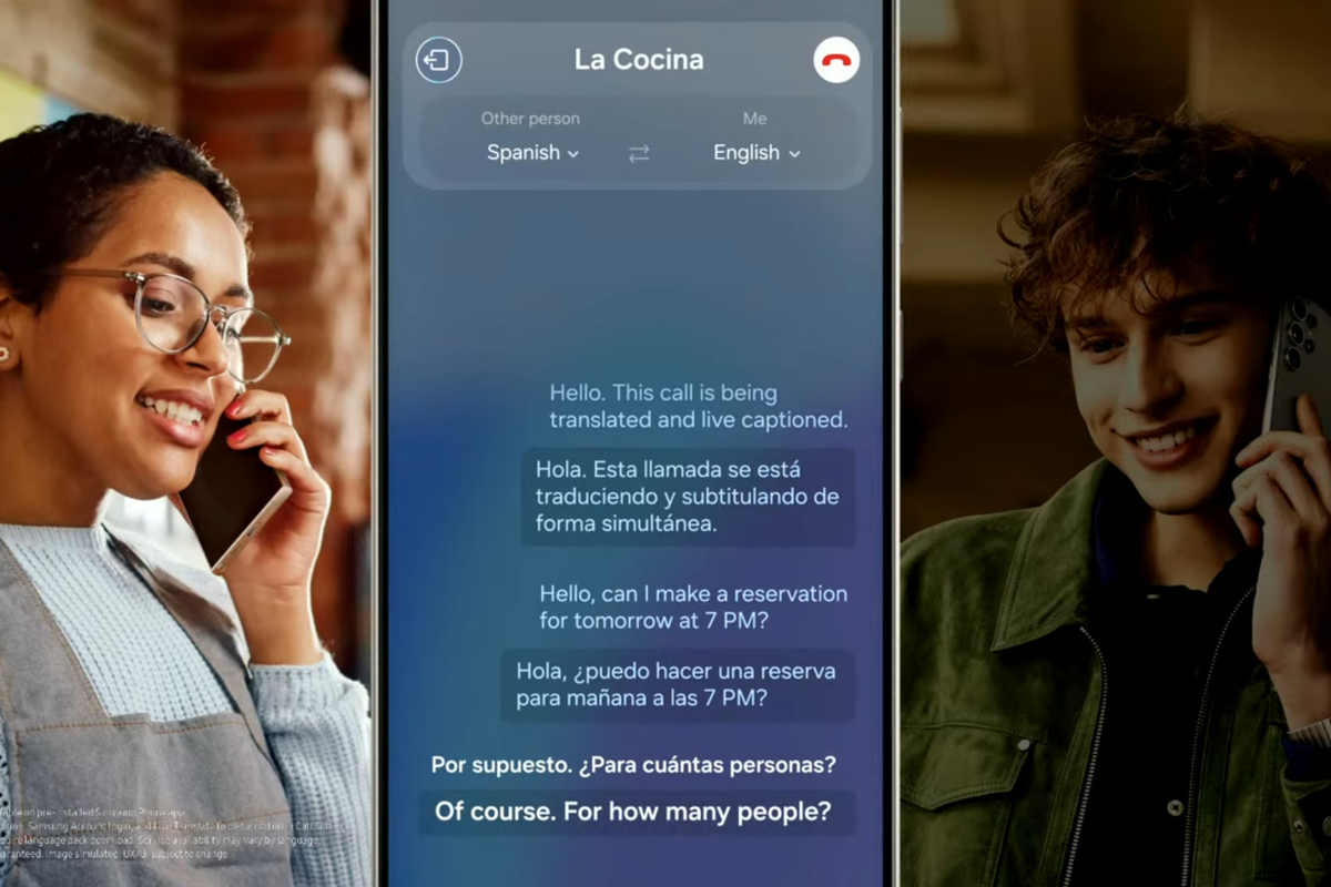 Demo fitur Galaxy AI di Samsung S24 Series, Live Translate. Fitur ini bisa menerjemahkan percakapan pengguna yang menggunakan bahasa berbeda secara real-time.
