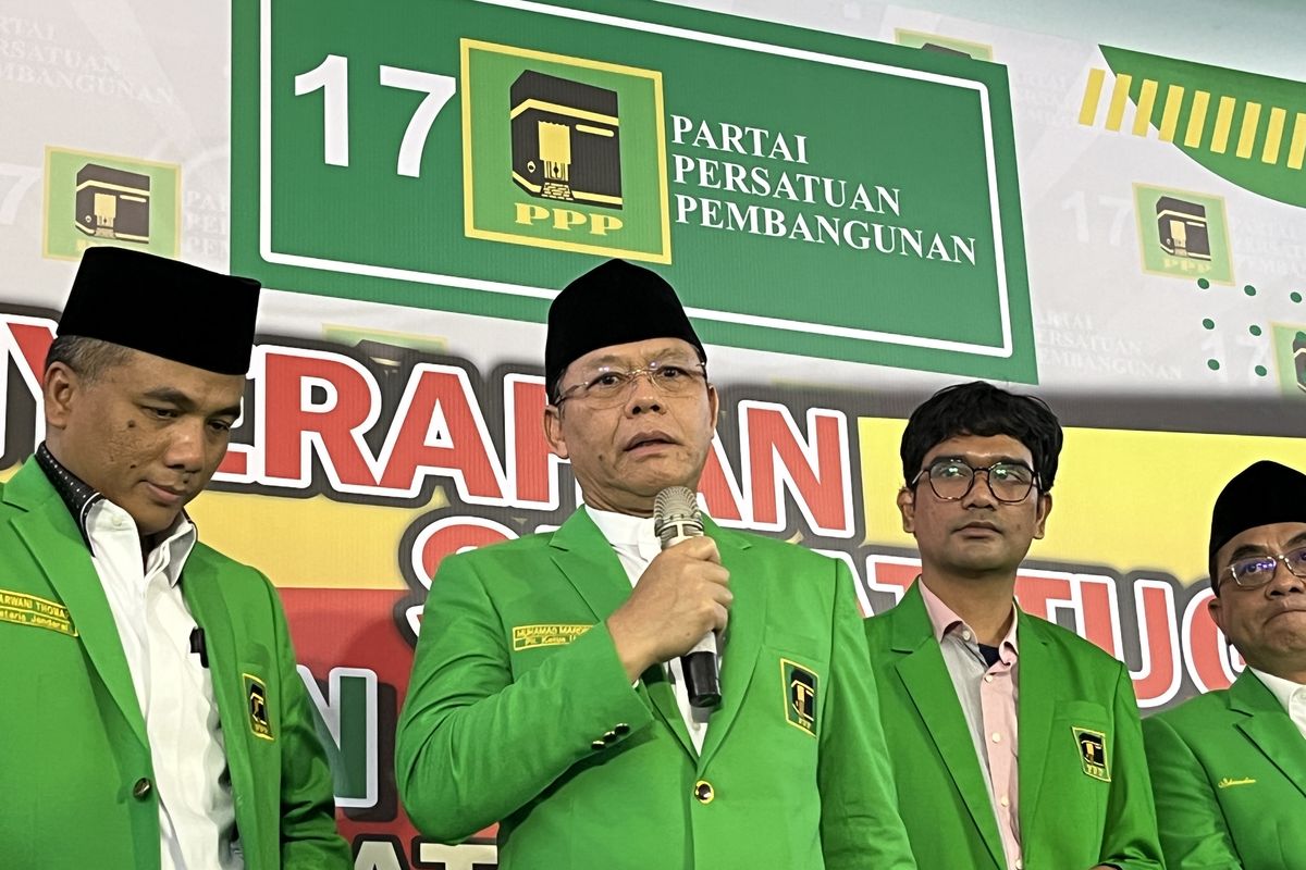Pelaksana Tugas (Plt) Ketua Umum PPP M Mardiono saat ditemui di kantor Dewan Pimpinan Pusat (DPP) PPP, Jakarta, Rabu (7/6/2023).
