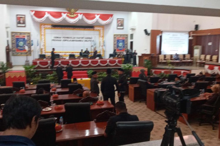 Suasana sidang paripurna DPRD Bangka Belitung terkait laporan hasil pemeriksaan BPK RI, Selasa (11/7/2023).