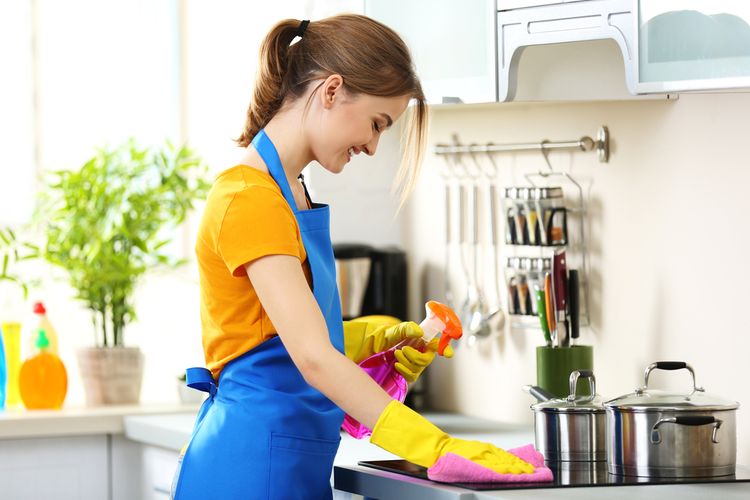 Ilustrasi membersihkan dapur. 