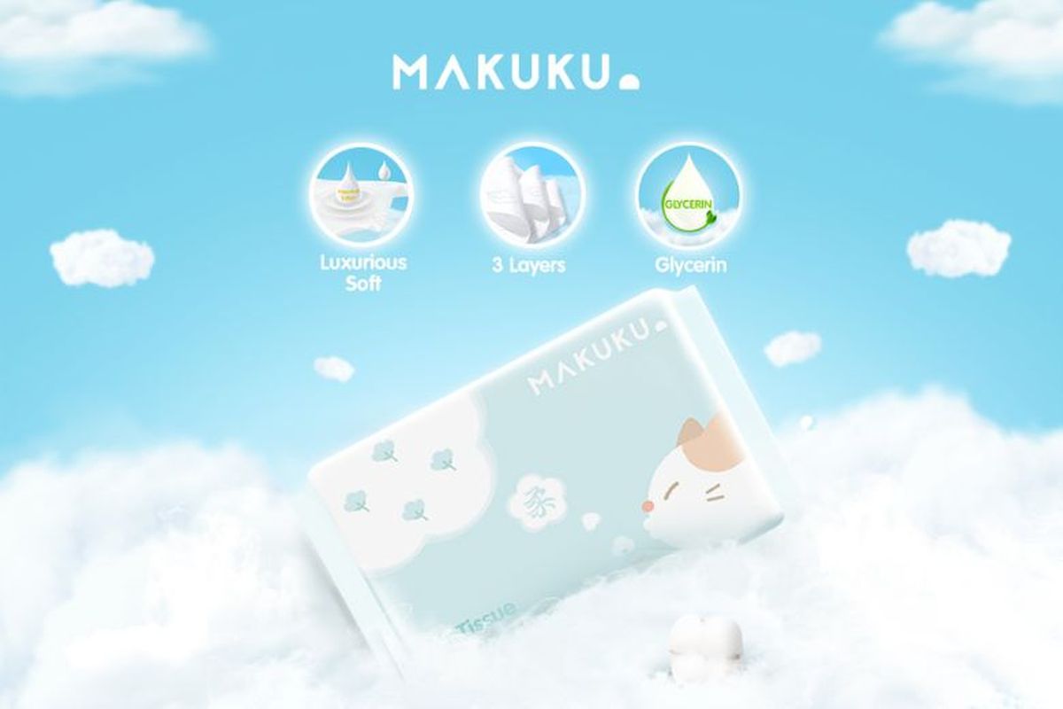 MAKUKU Air Tissue yang lembut dan aman untuk kulit 

