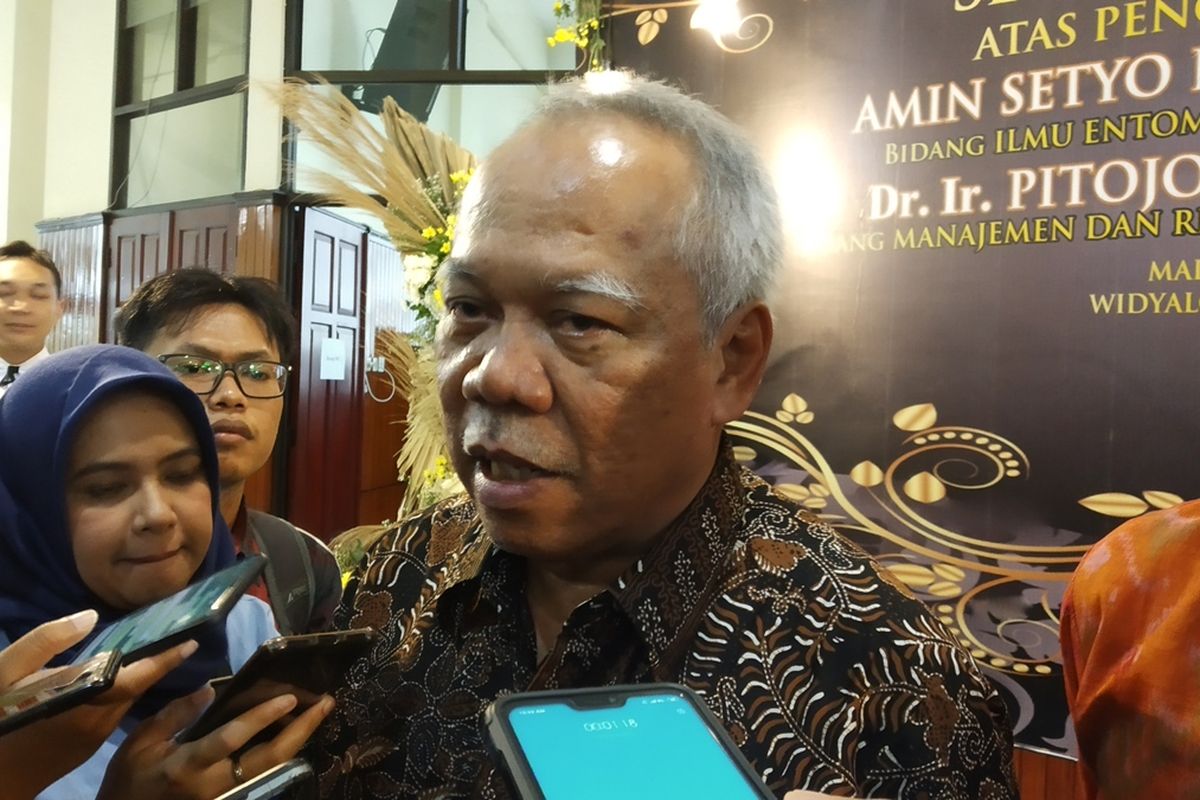 Menteri Pekerjaan Umum dan Perumahan Rakyat (PUPR) Basuki Hadimuljono saat menghadiri pengukuhan profesor di Universitas Brawijaya (UB) Kota Malang, Rabu (13/11/2019).