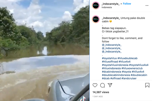 Video Hilux Lintasi Genangan Air, Bak Perahu Melintas di Sungai