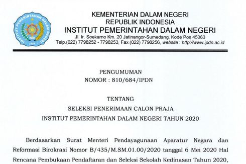 Seleksi Praja IPDN 2020, Ini Alur Pendaftaran, Jadwal Seleksi hingga Kuota per Provinsi