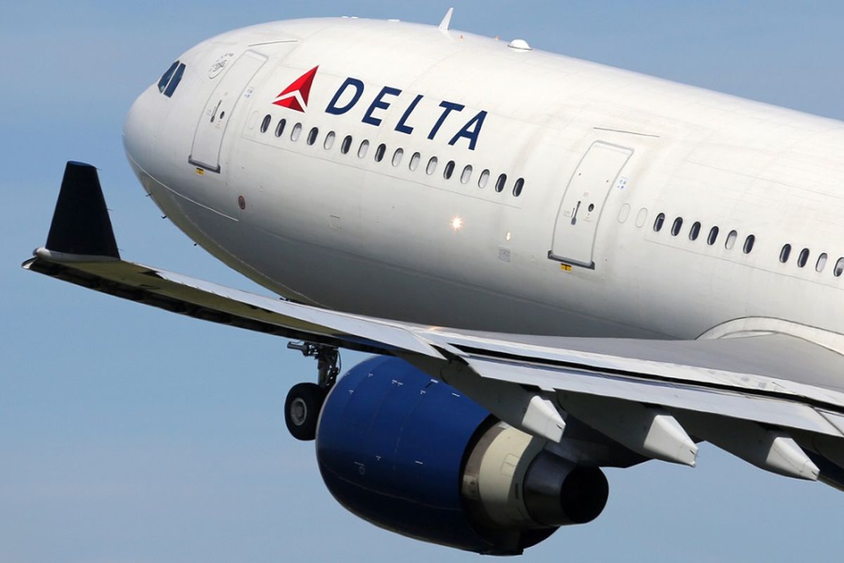 Ilustrasi pesawat Delta.