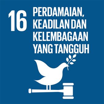 Logo tujuan 16 SDGs perdamaian, keadilan dan kelembagaan yang tangguh.