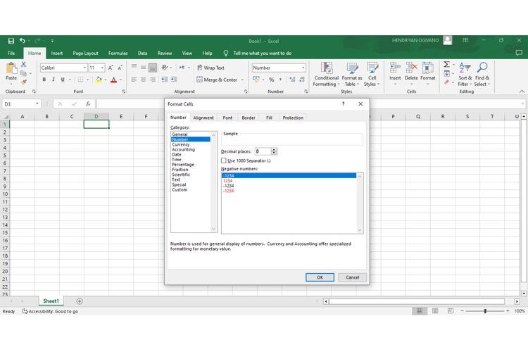 cara menghilangkan pembulatan di excel