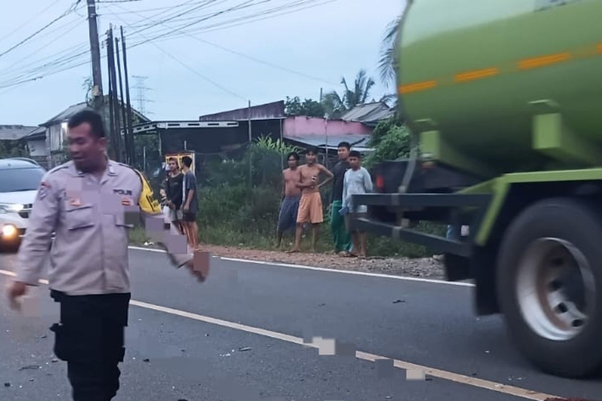 Korban tewas di Bangka Barat usai tabrakan motor dan truk, Senin (4/5/2026) sore.