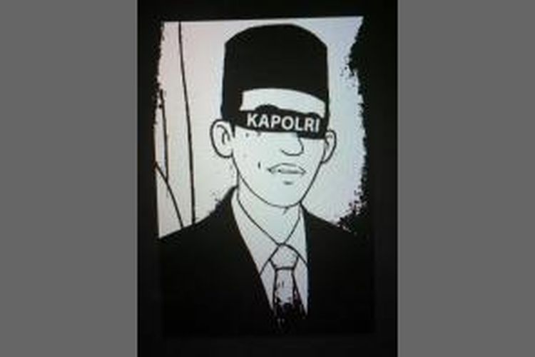 Gambar karikatur Presiden Joko Widodo dengan tutup mata hitam ini menjadi simbol gerakan mengkritik kebijakan Jokowi menunjuk Komjen Pol Budi Gunawan sebagai calon tunggal Kapolri.