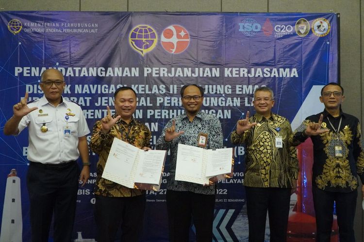 Distrik Navigasi Kelas II Semarang jalin kerja sama dengan BRIN mengembangkan sarana bantu navigasi di Jakarta, Jumat (28/10/2022).