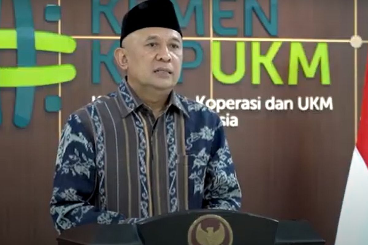 Menteri Koperasi dan UKM Teten Masduki dalam pidato peringatan Hari Koperasi Nasional yang ke-75, Selasa (12/7/2022). 