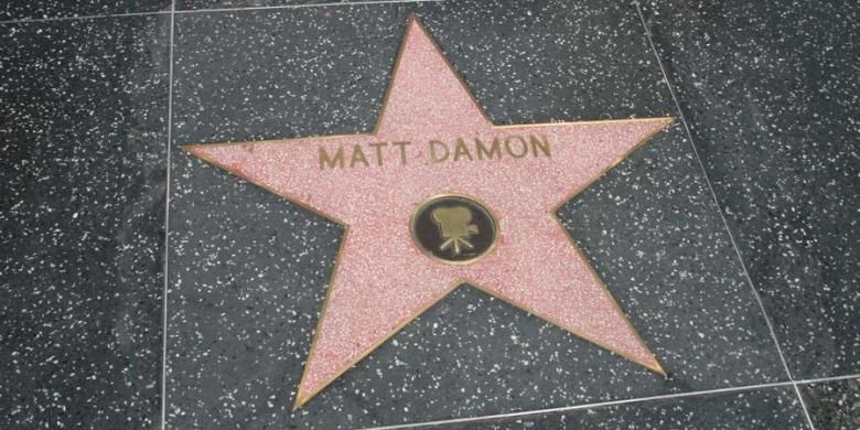 Bintang aktor Matt Damon pada Hollywood Walk of Fame, California (AS).