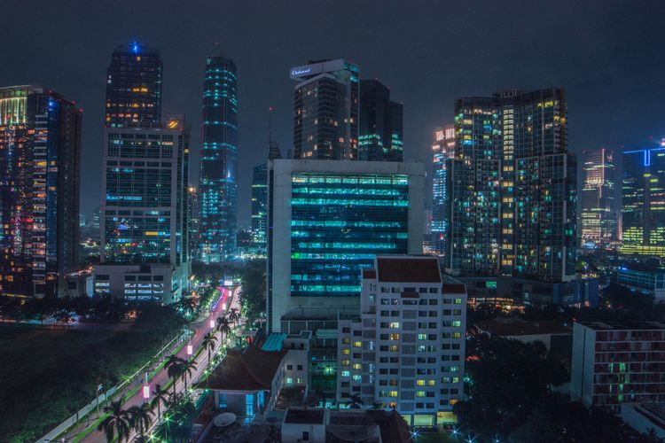 Ilustrasi panorama kawasan Mega Kuningan di Jakarta Selatan.