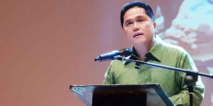 Ketua Timses Jokowi-Maruf Erick Thohir dalam acara doa bersama dan pentas seni untuk korban bencana