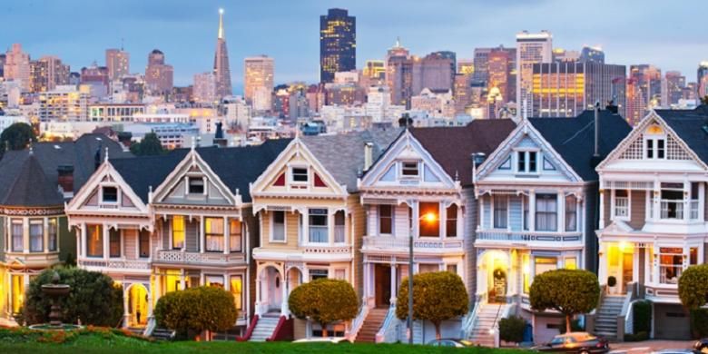 Deretan rumah di San Fransisco, Amerika Serikat.