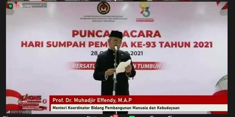 Prof. Dr. Muhadjir Efendy, M.A.P. dalam acara pembukaan Kongres Nasional Indonesia Kompeten II