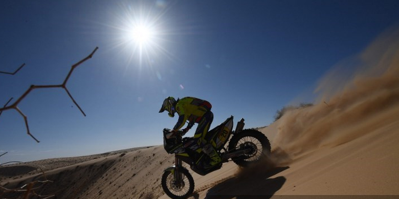 Pebalap asal Perancis, Johnny Aubert yang menjadi salah satu peserta Reli Dakar 2020 yang berlangsung di Arab Saudi.