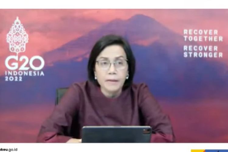 Tangkapan layar Menteri Keuangan (Menkeu) Sri Mulyani Indrawati dalam Konpers secara online melalui YouTube Kemenkeu pada Sabtu (16/4/2022).