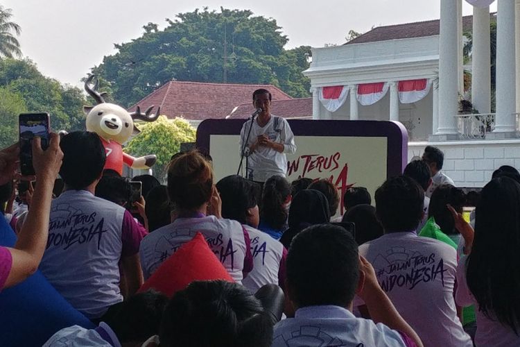 Presiden Jokowi dalam acara promosi Asian Games 2018 di Istana Bogor, Sabtu (4/8/2018). 