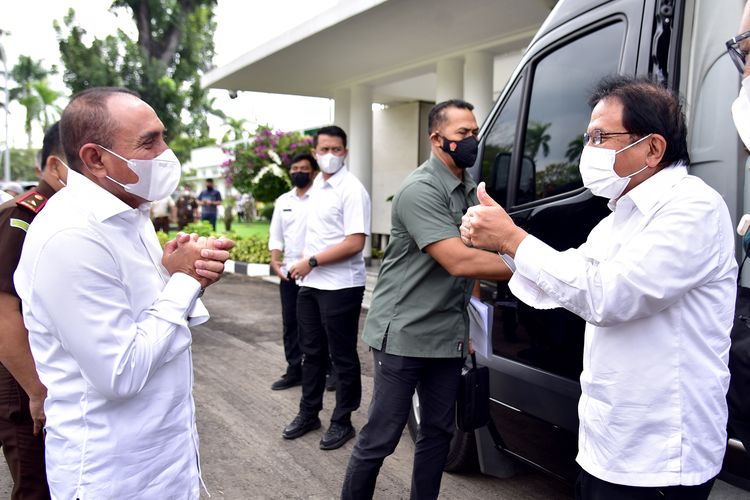 Gubernur Sumatera Utara (Sumut) Edy Rahmayadi curhat kepada Menteri Agraria dan Tata Ruang/Kepala Badan Pertanahan Nasional Sofyan Djalil soal masalah pembangunan bendungan di Sumut.