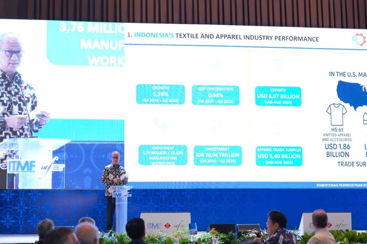Menperin Agus menghadiri International Textile Manufacturers Federation (ITMF) & International Apparel Federation (IAF) World Fashion Convention Annual Conference 2025 di Yogyakarta, Jumat (24/10/2025).