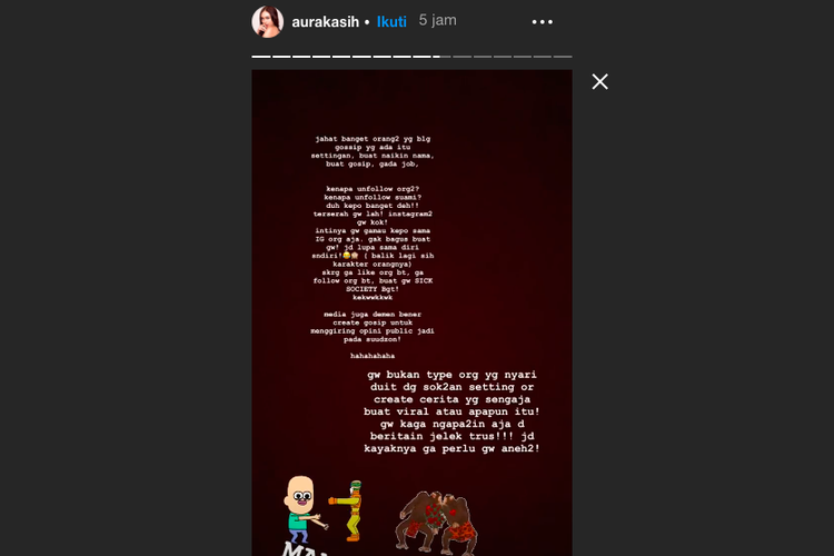 Tangkapan layar Instagram Story Aura Kasih