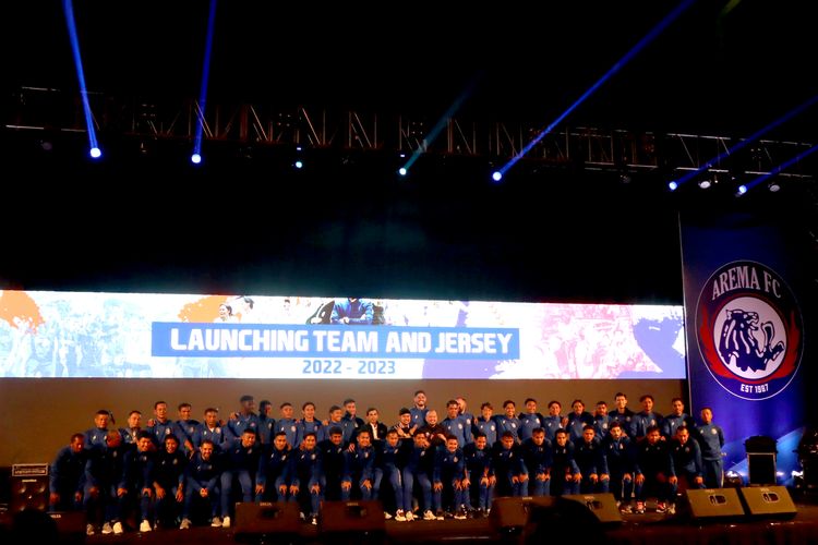 Arema FC launching tim dan jersey musim 2022-2023 di Stadion Gajayana Malang, Rabu (20/7/2022) malam.