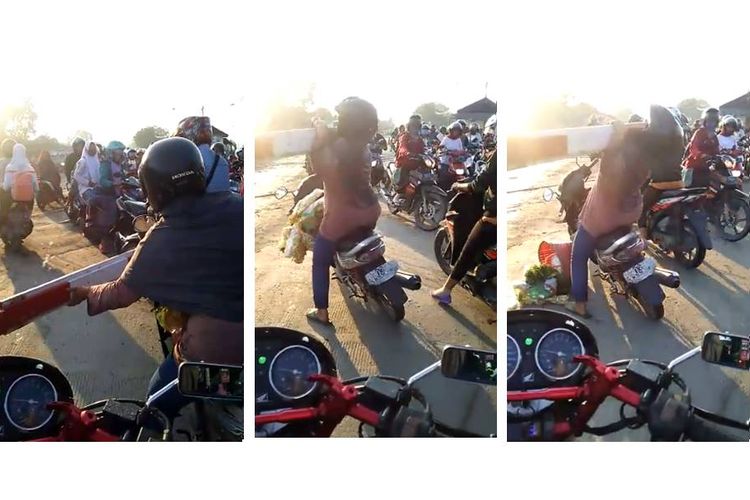 Video perempuan terjungkal karena buka palang pintu yang viral di media sosial