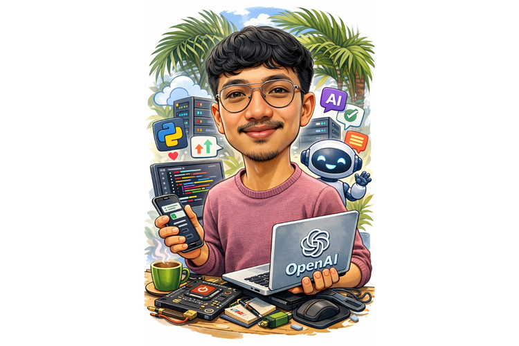 Ilustrasi gambar caricature of me and my job.