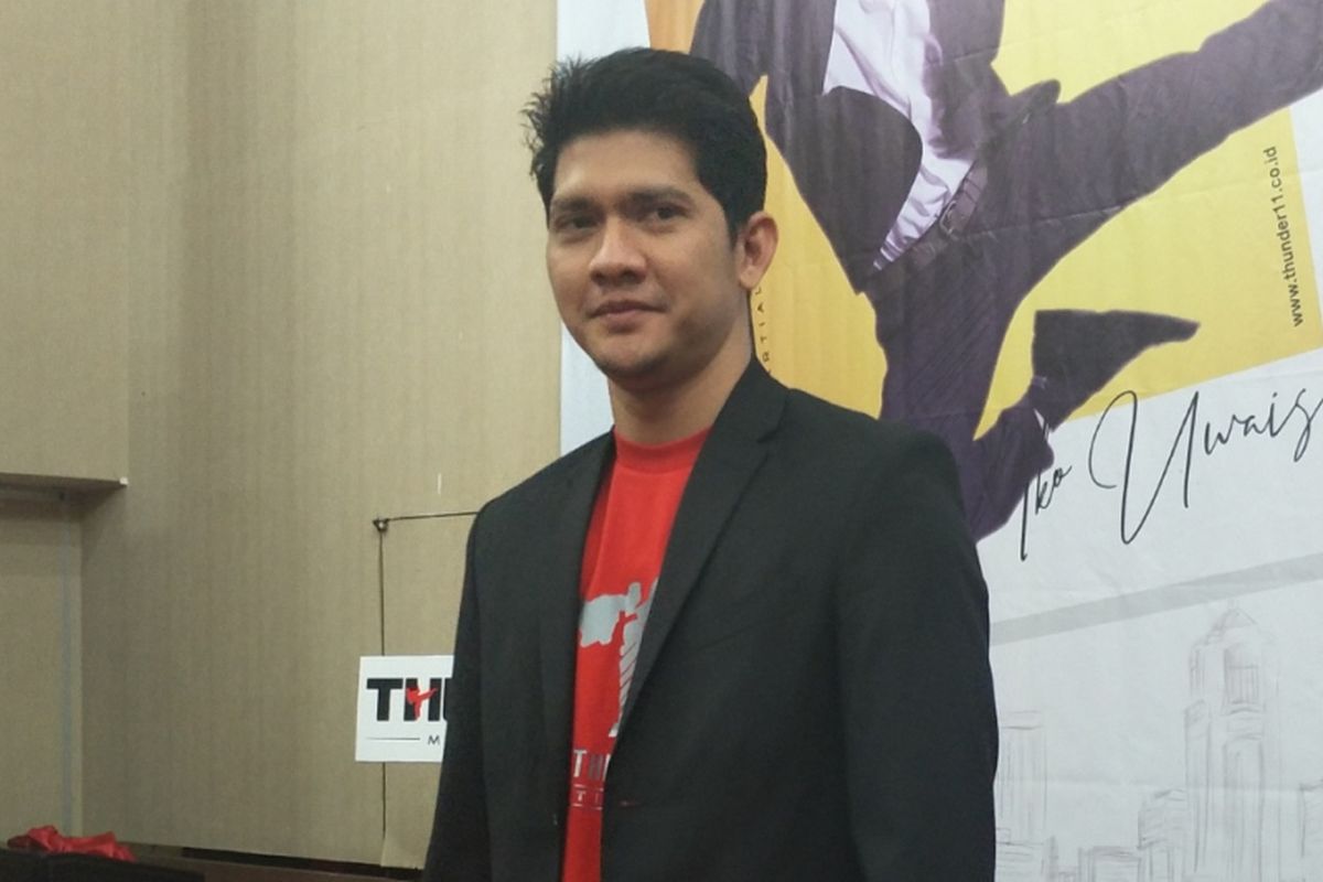 Iko Uwais dalam peluncuran sekolah bela dirinya, Thunder11, di Hotel Horison Ultima, Bekasi, Jawa Barat, Kamis (12/7/2018).