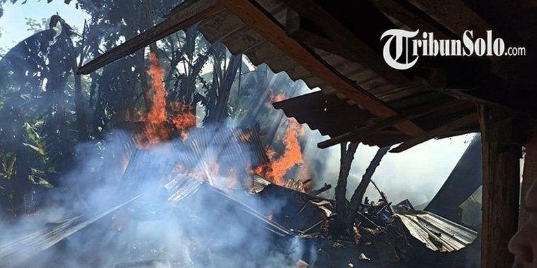 Dapur milik Sronto, warga Dusun Bulusari, Desa Bulusulur, Kecamatan Wonogiri, Kabupaten Wonogiri, Jawa Tengah, yang terbakar pada Selasa pagi (18/7/2023).