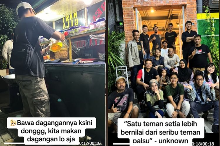 Imam pedagang Nasi Goreng Gila Babeh Surabaya ikut bukber bersama teman seangkatannya [TikTok/backwith_meh]