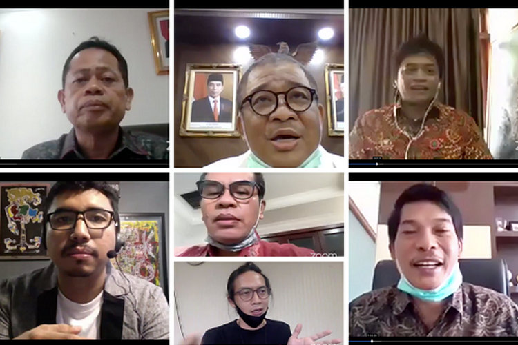 Para narasumber dan peserta webinar Virtual One Day Training (VODT) Digitalisasi Multimedia Penyuluhan Sosial, dengan sesi tema Membuat Video Kreatif, Selasa (16/6/2020)