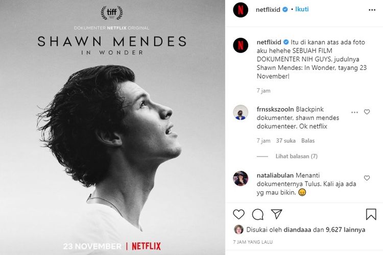 Film dokumenter Shawn Mendes: In Wonder akan tayang 23 November di Netflix. 