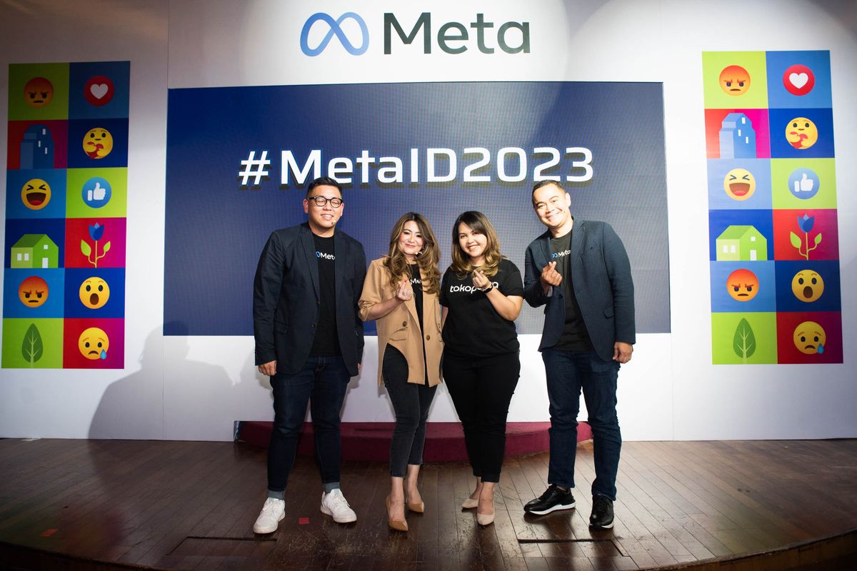 narasumber dari acara #MetaID2023 yang dihadiri oleh (dari kiri)
Noudhy Valdryno selaku Public Policy Manager, Revie Sylviana selaku Direktur Kemitraan
Kreator Asia Tenggara Meta, Maisyalina Agustina selaku Growth Marketing Senior Lead
Tokopedia, Aldo Rambie selaku Head of Industry Meta Indonesia, Selasa (6/12/22) 