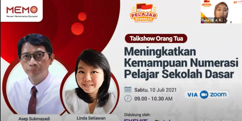 Program Pelajar Berkreasi dari Mentari Group mengadakan gelar wicara daring orangtua dengan mengangkat tema Meningkatkan Kemampuan Numerasi Pelajar Sekolah Dasar pada Sabtu, 10 Juli 2021.