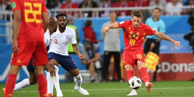 Adnan Januzaj membawa timnas Belgia unggul atas Inggris pada pertandingan Grup G Piala Dunia 2018 di Kaliningrad, 28 Juni 2018. 