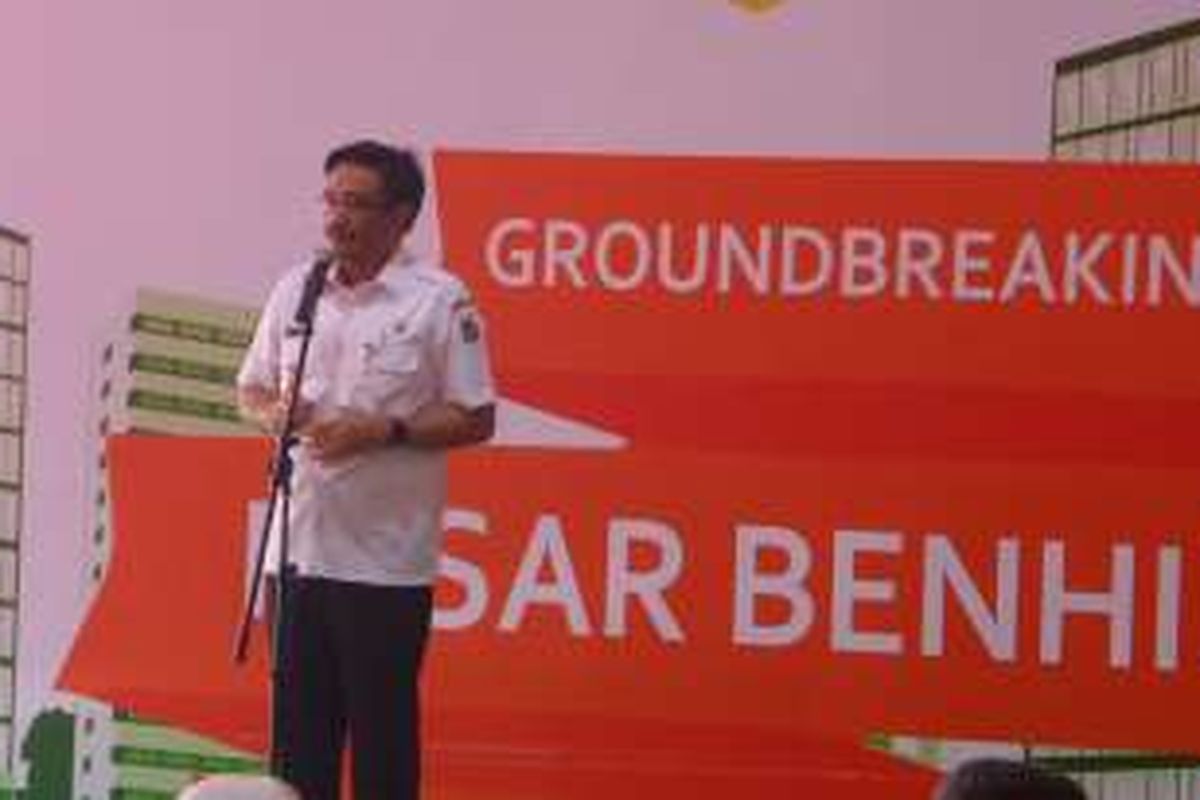 Wakil Gubernur DKI Djarot Saiful Hidayat menghadiri ground breaking pembangunan Pasar Benhil menjadi Benhil Central, Rabu (26/10/2016).