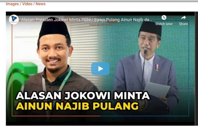 Tangkapan layar informasi perihal alasan Presiden Joko Widodo (Jokowi) meminta Ainun Najib pulang.