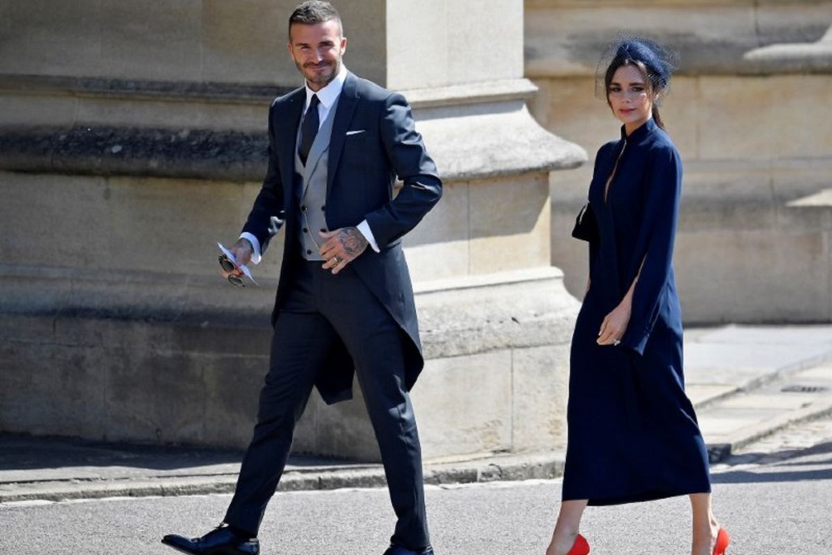 David dan Victoria Beckham hadir pada pernikahan Pangeran Harry, 19 Mei 2018. 